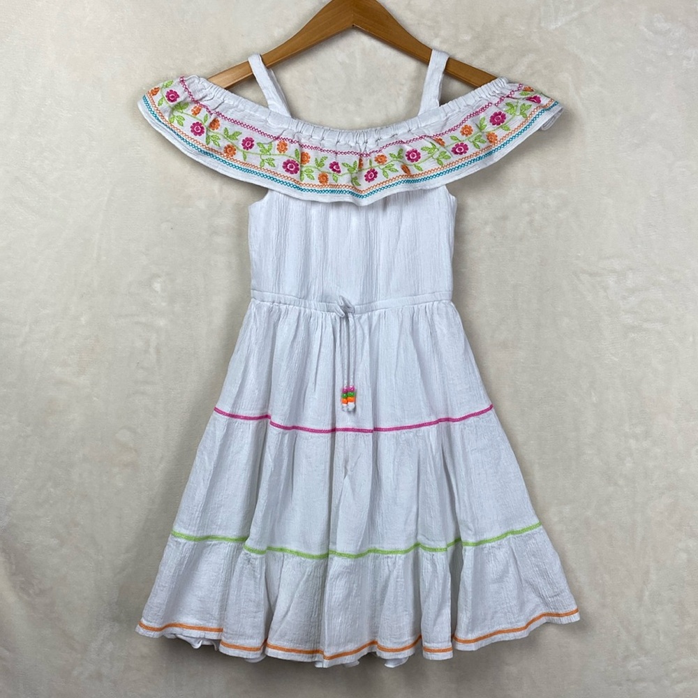 Jona Michelle Dress Girls 10 Embroidery Tiered off the shoulders